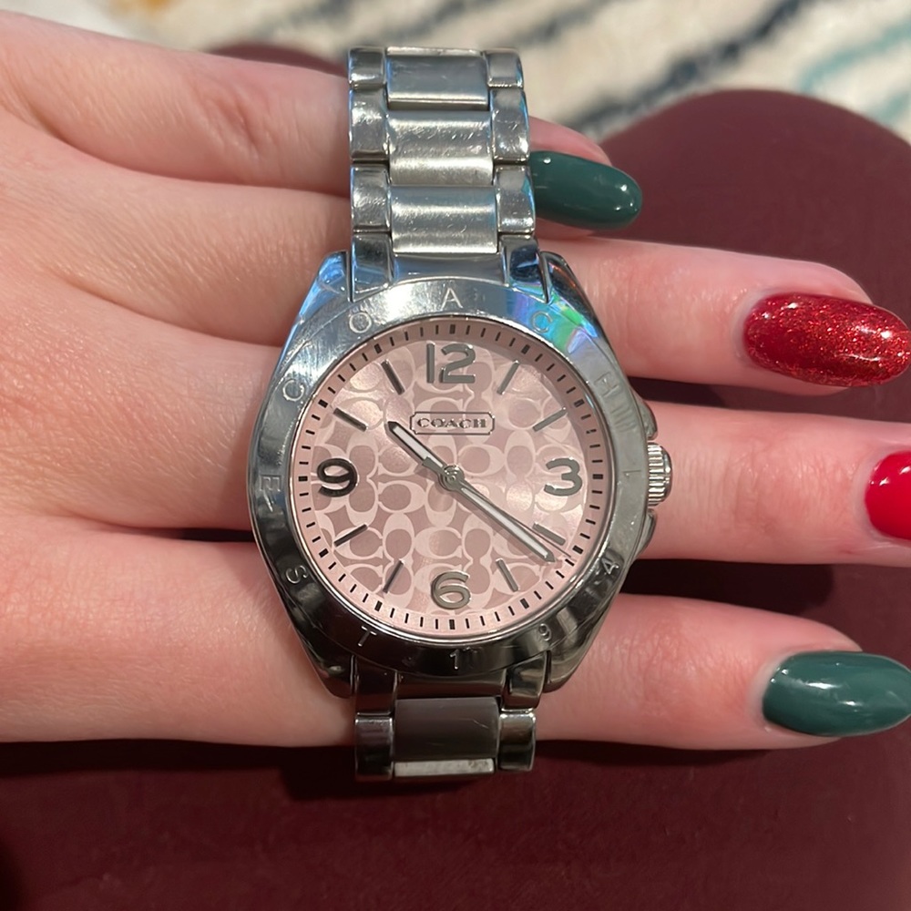 White gold Coach watch